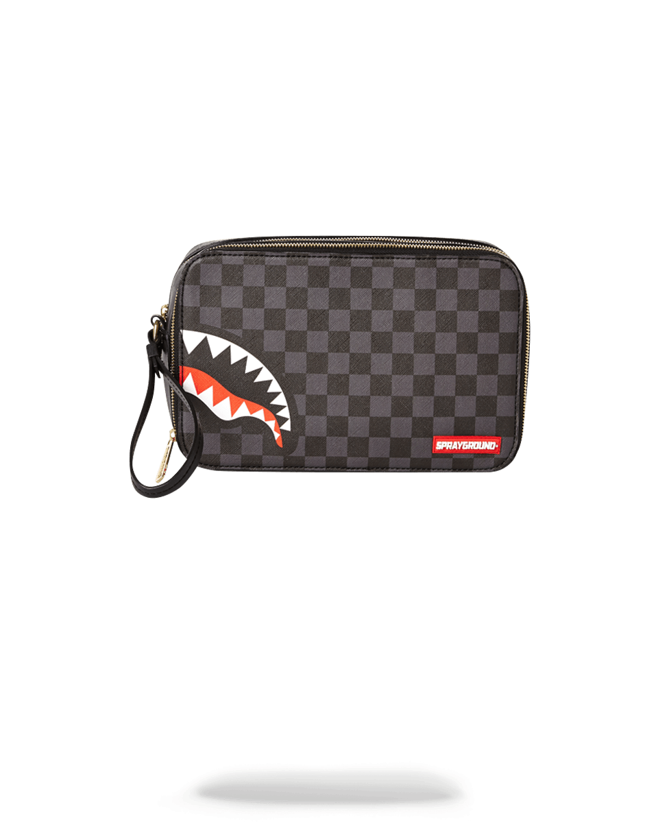 SHARKS IN PARIS BLACK CHECKERED EDITION TOILETRY AKA MONEY BAGS