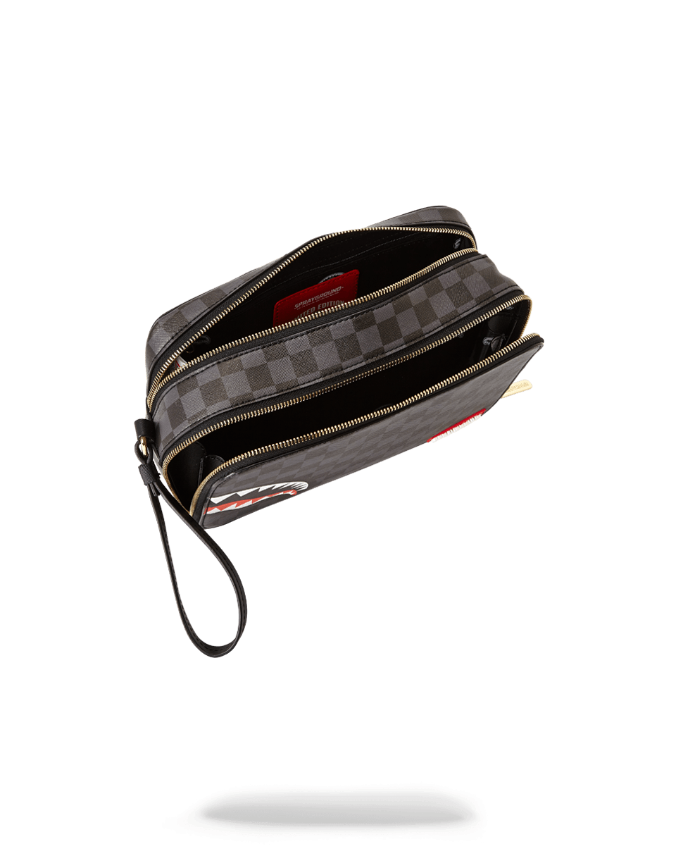SHARKS IN PARIS BLACK CHECKERED EDITION TOILETRY AKA MONEY BAGS - Image 3