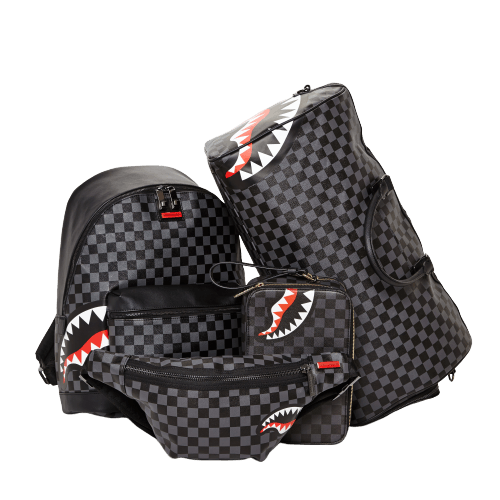 SHARKS IN PARIS BLACK CHECKERED EDITION TOILETRY AKA MONEY BAGS - Image 4