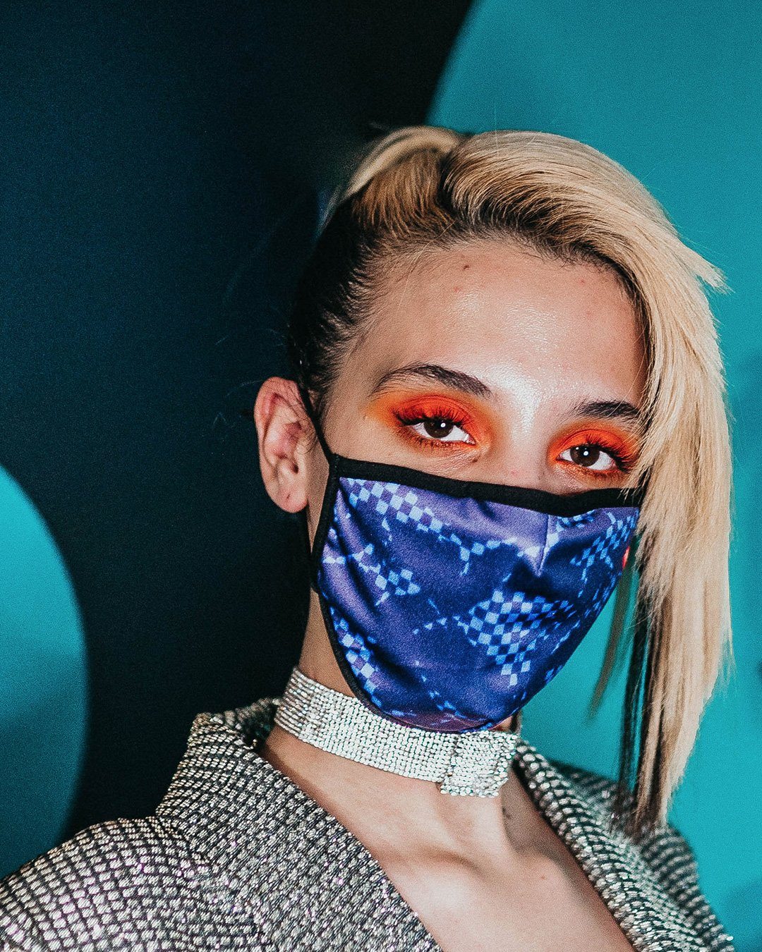 SHARK CHECK BLUE FACE MASK - Image 2