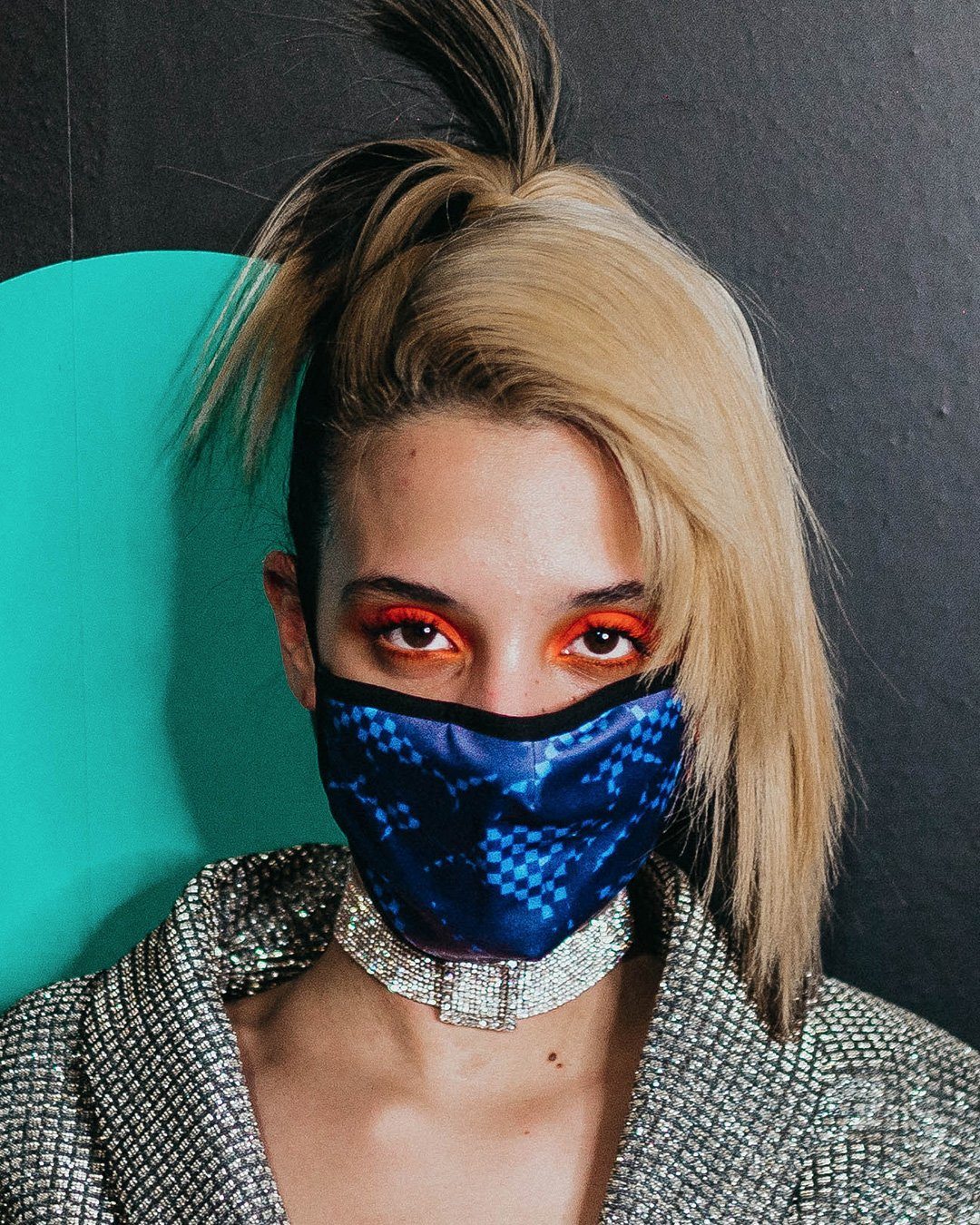 SHARK CHECK BLUE FACE MASK - Image 4