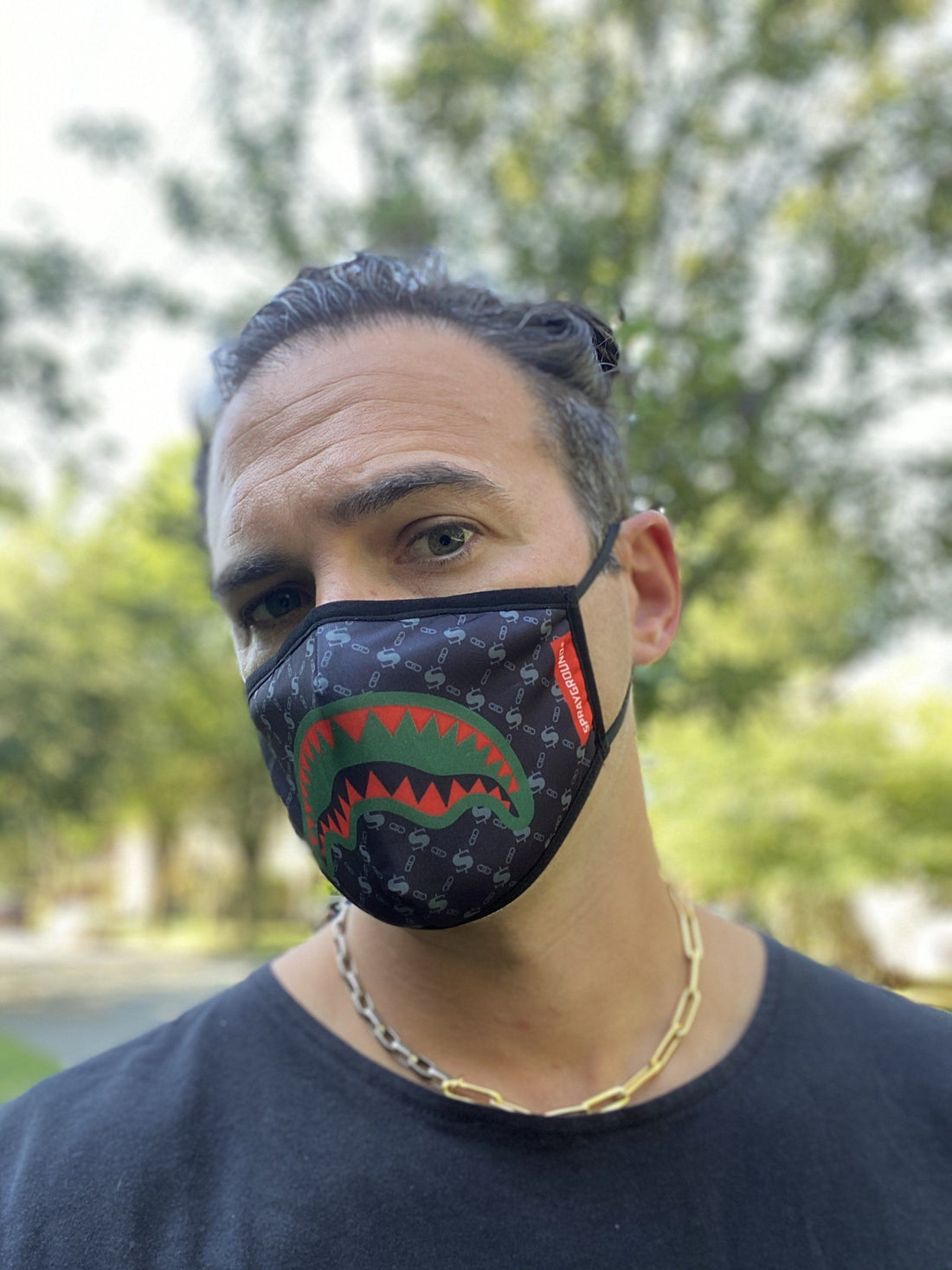 ADULT SPUCCI BLACK FORM-FITTING FACE MASK - Image 3