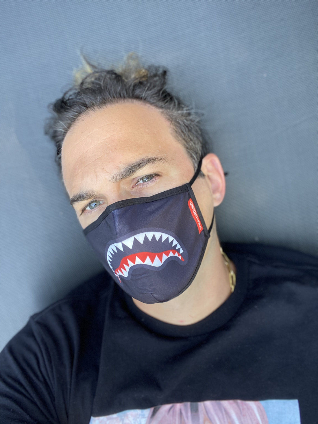 ADULT SHARK LOGO BLACK FORM-FITTING FACE MASK - Image 3