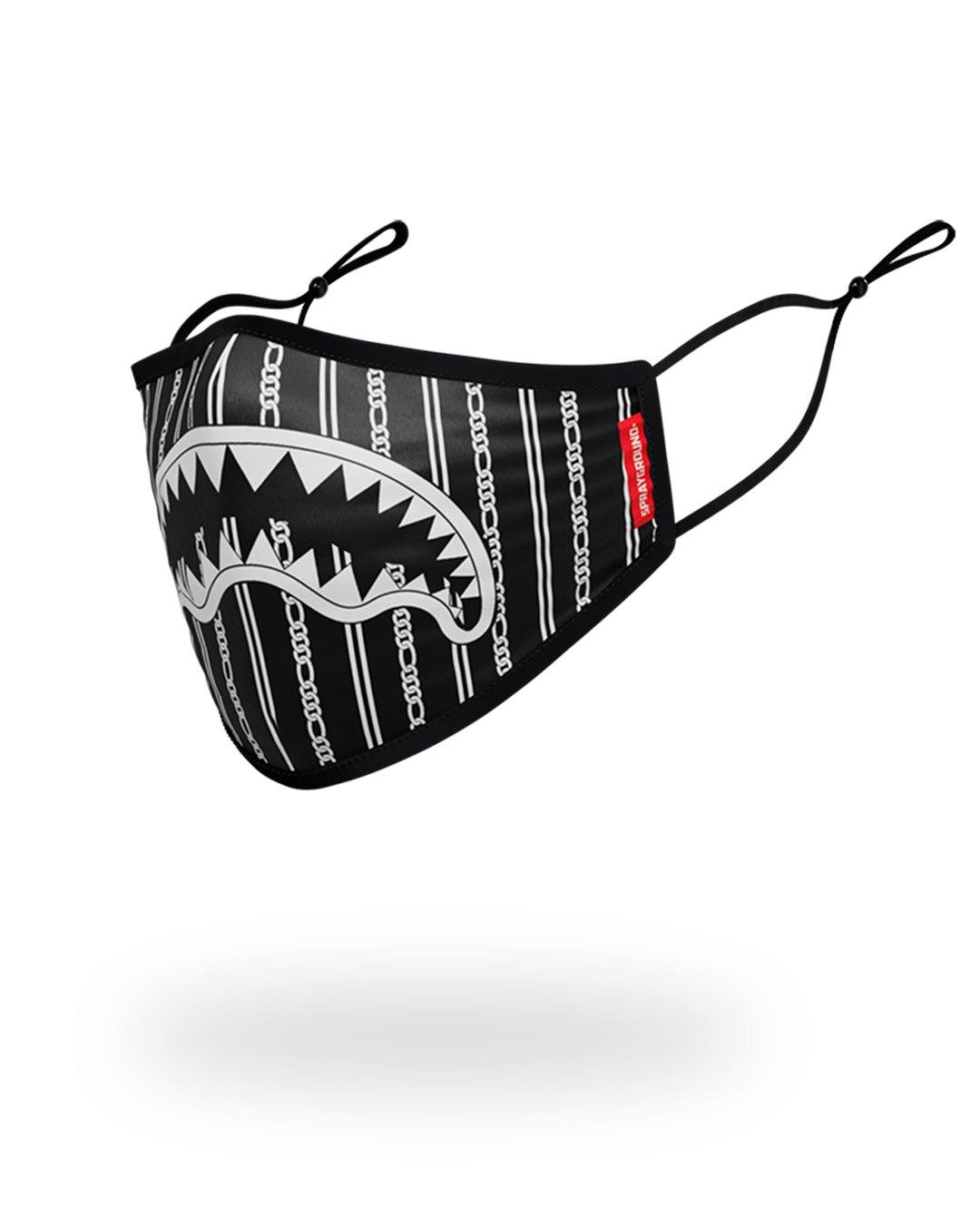 ADULT REVERSE SHARKS IN PARIS BLACK FORM FITTING FACE MASK - Image 2