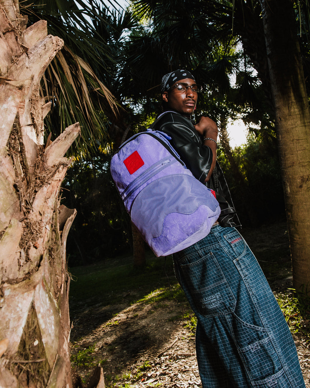 NOOO WAY A REVERSIBLE BACKPACK - PURPLE VELOUR TO OG SHARKS IN PARIS BACKPACK - Image 12