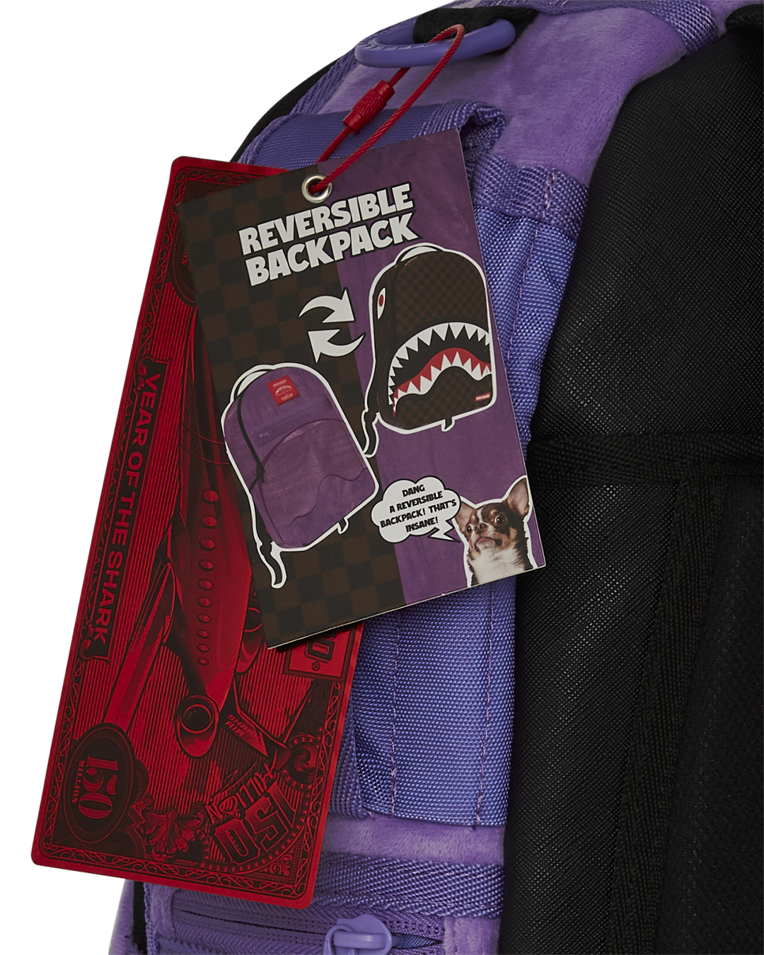 NOOO WAY A REVERSIBLE BACKPACK - PURPLE VELOUR TO OG SHARKS IN PARIS BACKPACK - Image 22